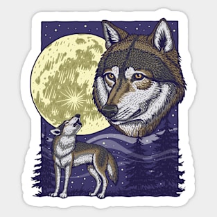 Wolves at Night Sticker